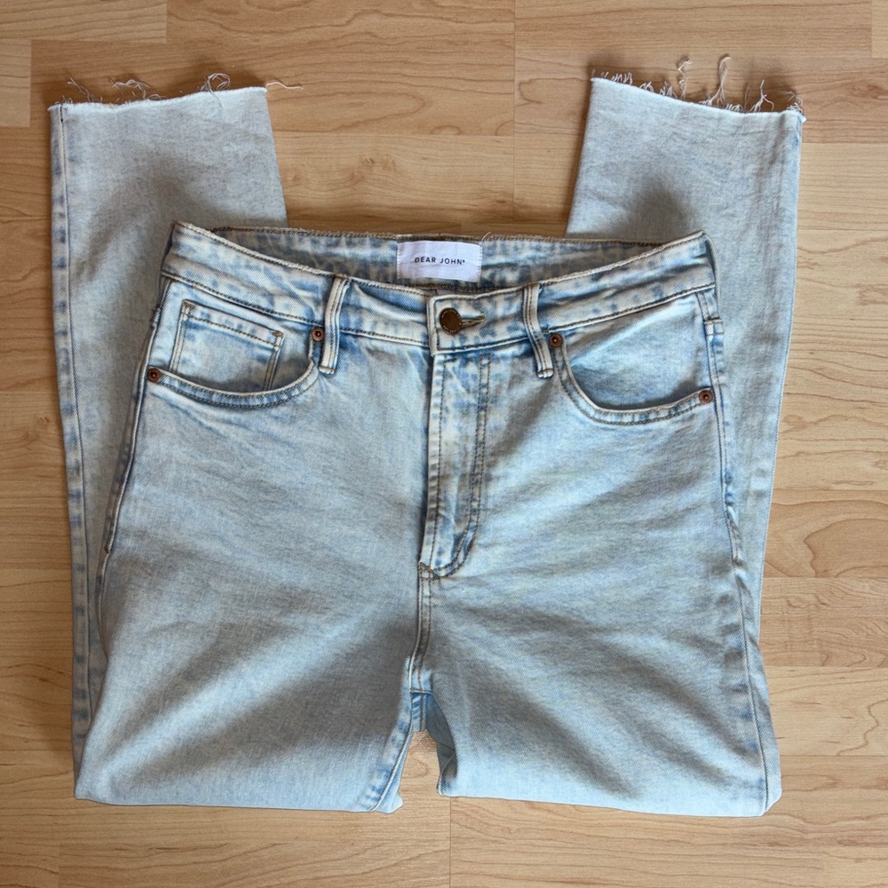 Dear John STELLA SUPER HIGH RISE CROPPED SLIM STRAIGHT Light Wash Jeans 28
